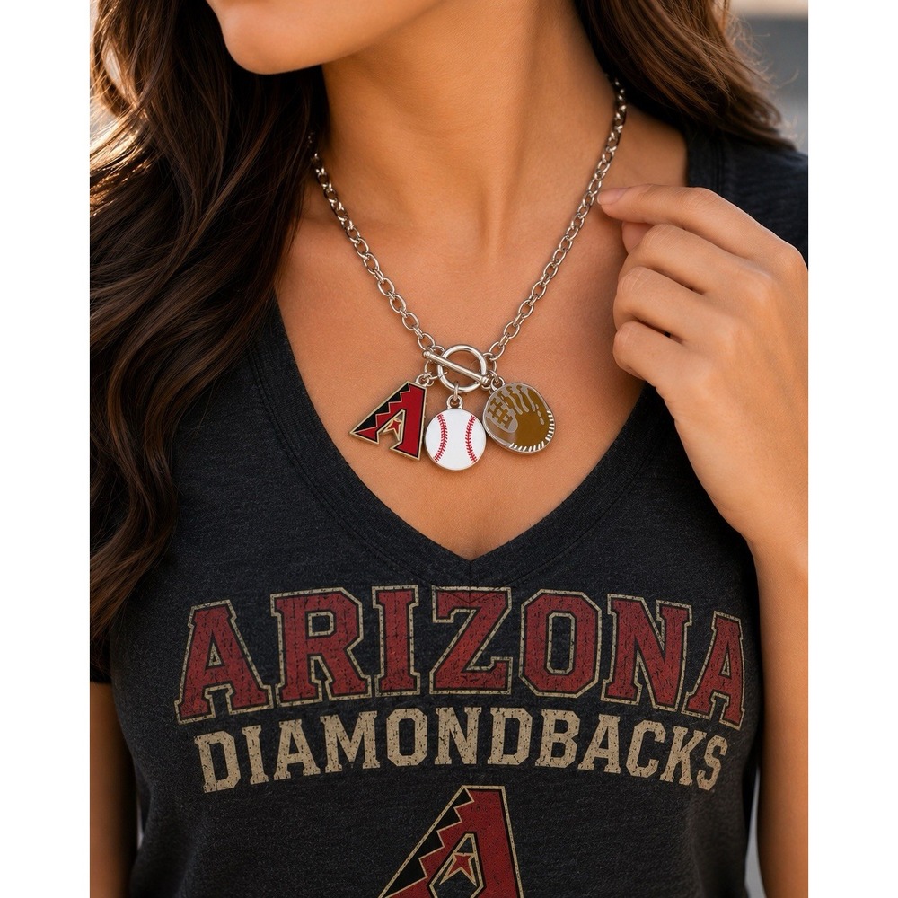 MLB Arizona Diamondbacks Charm Necklace Toggle Chain Logo Baseball NOS Fan Gift